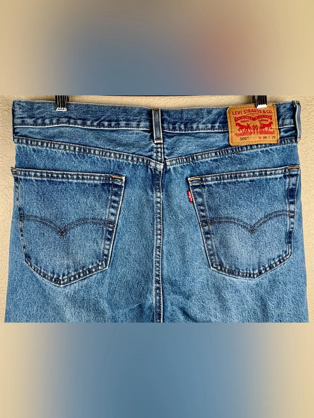 Levi’s men’s 505 jeans. Fair to good pre-owned condition. Waist 36  Length 29